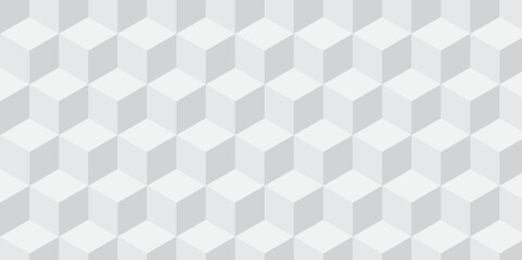 Seamless white geometric cube creative concept triangle overlapping overlap square technology background. geometric digital cubes fabric and wallpaper grid block texture background.