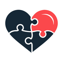 Stylish puzzle heart icon representing love and partnership for relationship design concept