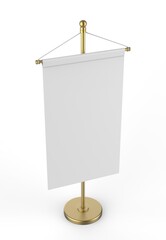 Table top flag stand blank  3d render template illustration for branding and mockup.