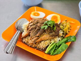 Pork leg rice. Food in Thailand 
