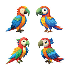 Colorful Parrot Vector Illustration Set in Cartoon Style