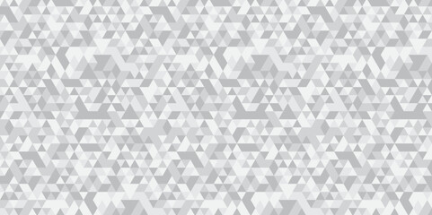 	
Abstract geometric white and gray background seamless mosaic and low polygon triangle texture wallpaper. Triangle shape retro wall grid pattern geometric ornament tile vector square element.