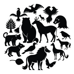 Wildlife Animal Silhouettes Collection in Vector for Nature and Wildlife Design