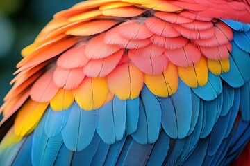Fototapeta premium Close-up of a colorful parrots feathers