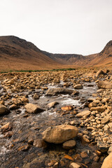 Rocky stream running through Tablelands in Gros Morne, Newfoundland.