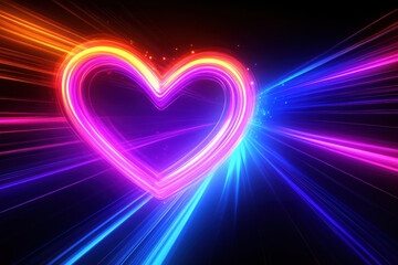 Neon heart with high-speed motion blur