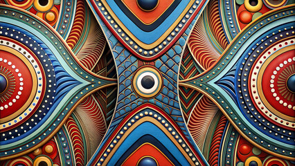 Vibrant abstract wall art with intricate african patterns and bold colors, modern decorative design