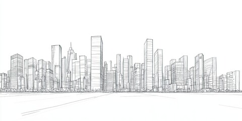 A hand-drawn sketch of a city skyline.
