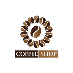 Coffee bean logo and symbol shop image vector