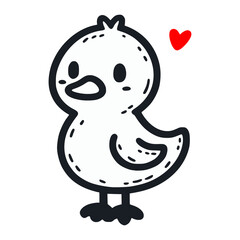 cute duck animal cartoon doodle hand drawn vector illustration template design