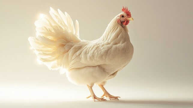 A detailed and realistic white broiler chicken standin