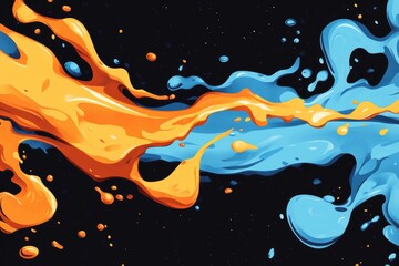 Vector illustration of blue and orange liquid splash