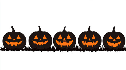 Spooky Jack-o'-Lanterns on White Background