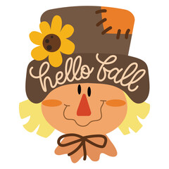 Cute  scarecrow face vector cartoon illustration