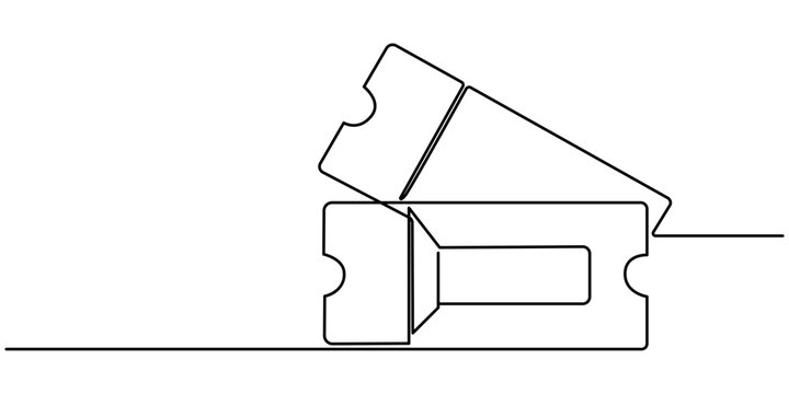 recommend clip art: Continuous one line drawing cinema ticket. Vintage cinema ticket isolated on a white background. Vector illustration, Single continuous line drawing of ticket. one line draw design graphic vector