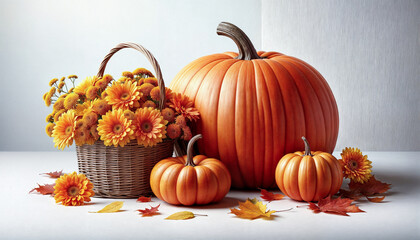 Autumn Harvest: A Bounty of Pumpkins, Apples, and Corn Under Sunlit Trees