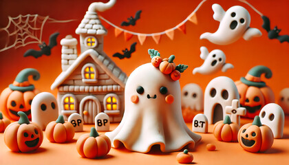 Fototapeta premium ハロウィンお化けの粘土クレーアート1