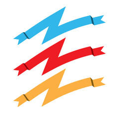 Flat ribbons banners flat isolated on white background, set