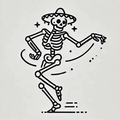 Dancing Skeleton with Sombrero Illustration
