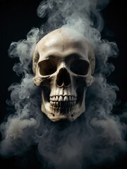 Skull engulfed in smoke, a warning about smoking’s dangers