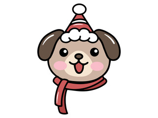 Christmas Dog Head Cartoon Illustration