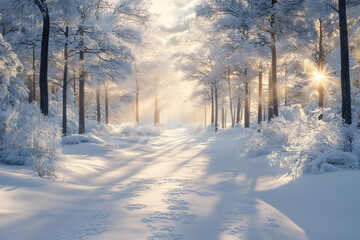 Naklejka premium snow covered trees in the morning