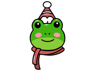 Christmas Frog Head Cartoon Illustration