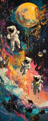 Fototapeta premium A surrealist reimagination of the moon landing