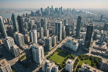 Fototapeta premium High angle view of cityscape during sunny day