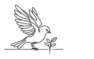 Obraz premium Continuous one art line hand drawing bird. doodle Minimalist bird, outline design. illustration vector on white background