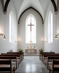 Minimalist design of interior decoration of a church