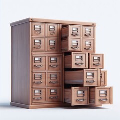 wooden filing cabinet with drawers