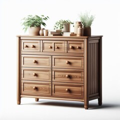 wooden cabinet isolated on white