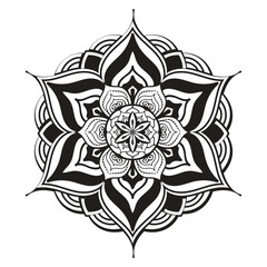 Intricate Floral Mandala Vector Design with Bold Black and White Outlines for T-Shirts and Art