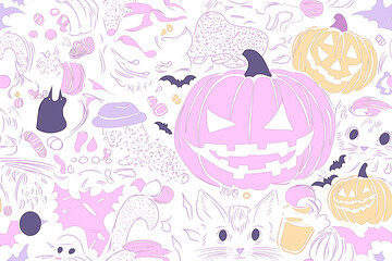 Halloween doodles seamless background