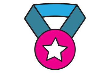 Medal icon. Medal icon set. Silhouette, linear, flat style.