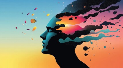 A human figure transitioning from a shadowy outline to a vibrant, fully realized self, illustrating the process of self discovery and metamorphosis.