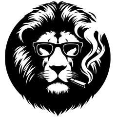 Obraz premium Silhouette portrait of a smoking lion