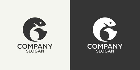 fish icon simple monogram logo design vector illustration