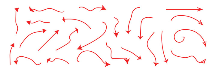Collection of different arrows. Arrow icon set. red arrow.