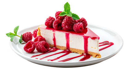 Restaurant serving of cheesecake on a transparent background PNG