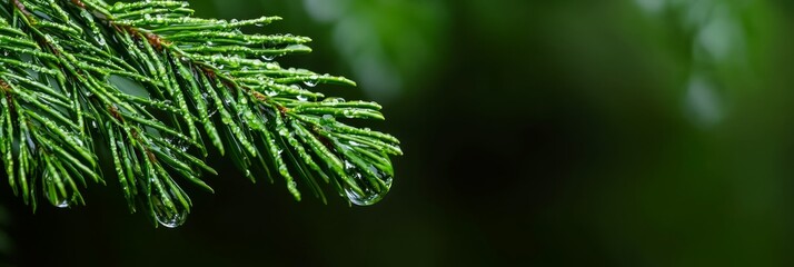 Fototapeta premium needles bear drops of water against blurred background