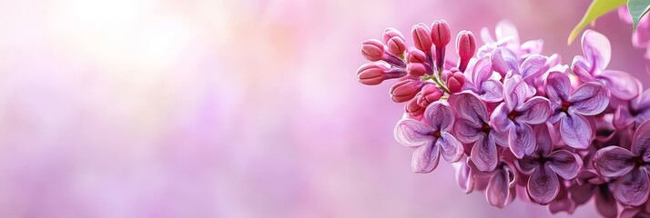  A tight shot of a purple-flowered branch with a hazy backdrop of pink and white blooms