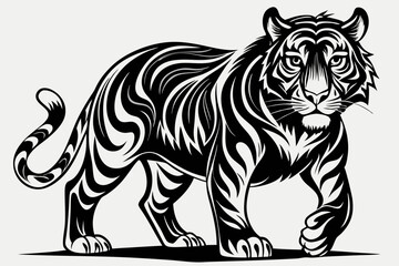 black and white tiger vector