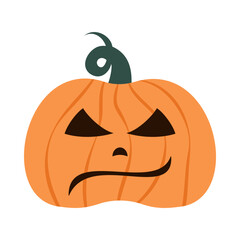 Scary pumpkins. Spooky design for Halloween isolated on a white background. Cute jack o lantern with different face expressions