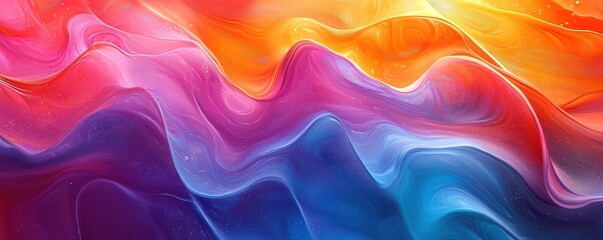 Obraz premium Abstract fluid shapes in vibrant colors, organic shapes, dynamic and flowing.