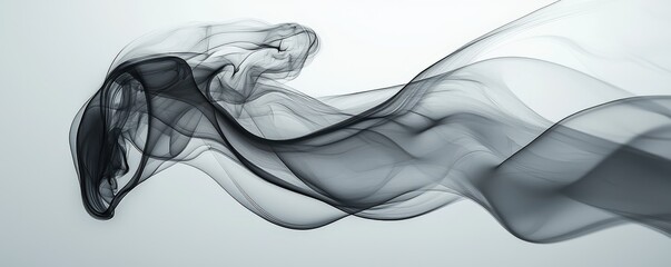 Smoke trails in an abstract form, organic shapes, mysterious and elegant.