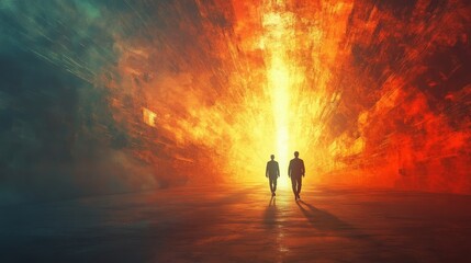 Fototapeta premium Patients walking into beams of light