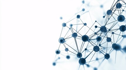 Digital Network Connections: A dynamic, interconnected network of blue nodes and lines against a clean white backdrop, representing the flow of data, technology, and innovation.