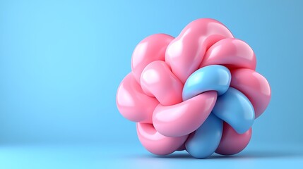 A whimsical, colorful 3D shape featuring soft pink and blue curves, ideal for creative and artistic projects.